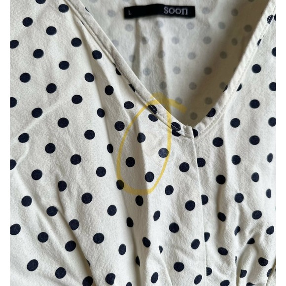 Soon Maternity Hani V-Neck Maternity Blouse - Polka Dot - White Multi/White Dot - Picture 9 of 12